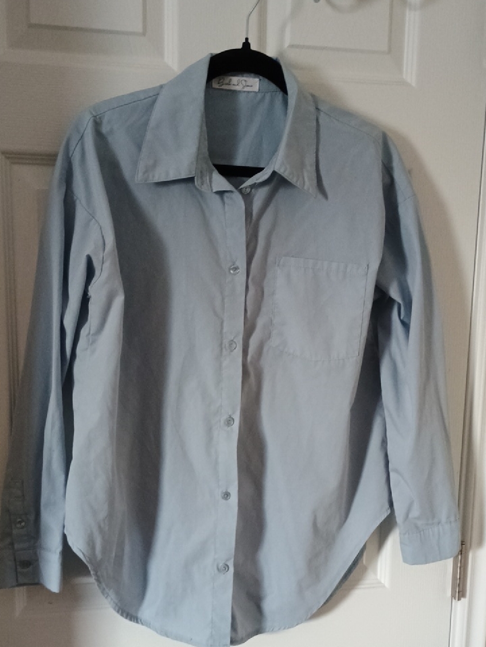 Classic Light Blue Women's Blue Classic Work Professional Button-Up Shirt Blouse